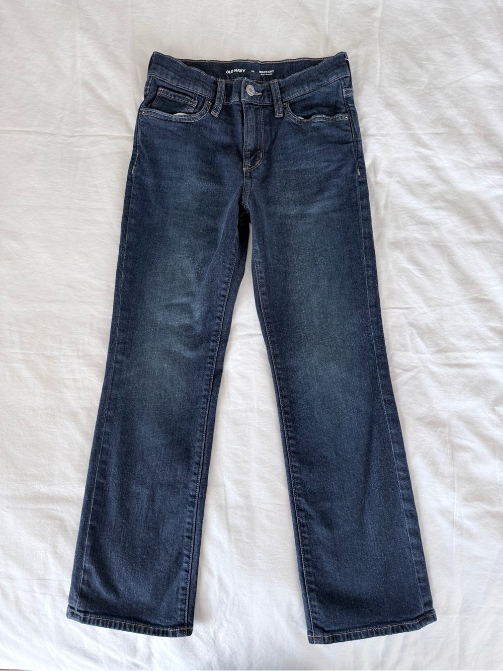 Old Navy Boys Built-In Flex Bootcut Jeans Adjustable Waist Dark Wash Size 10